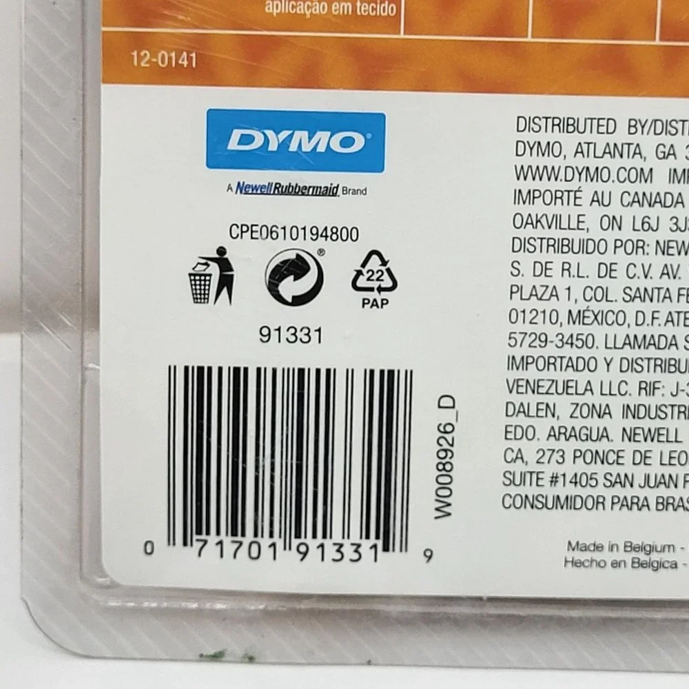 New DYMO‎ #91331 LetraTag White Plastic Label Refill Tape Cassette 1/2